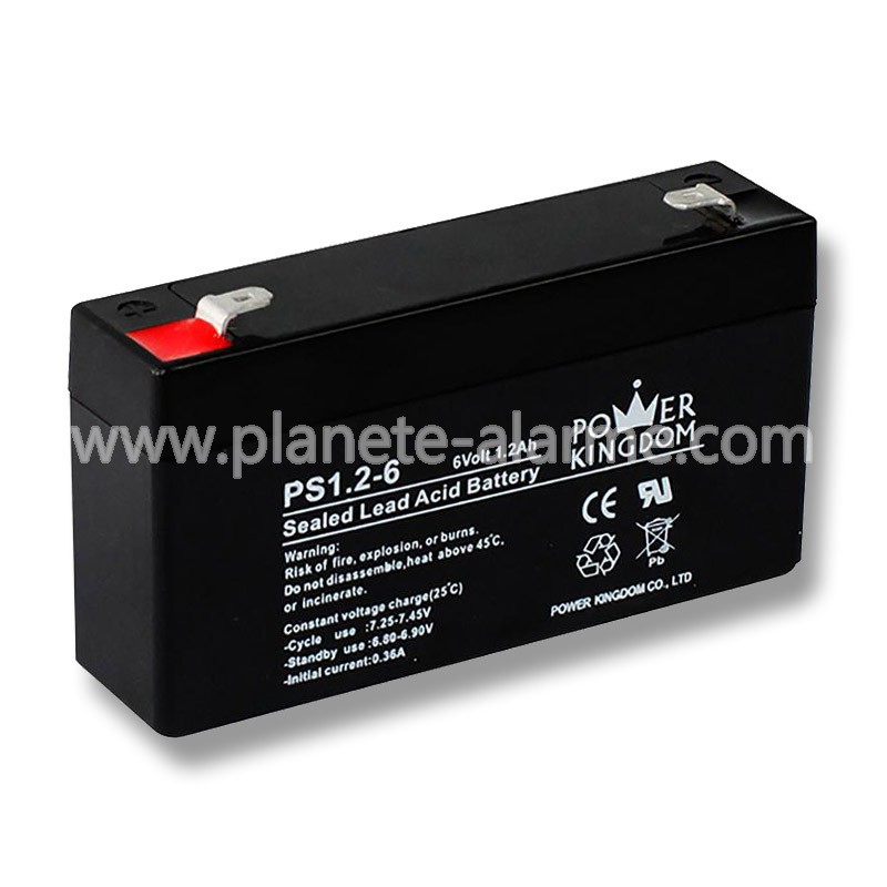 Batterie rechargeable 6V  1.3Ah AH pour système d'alarme