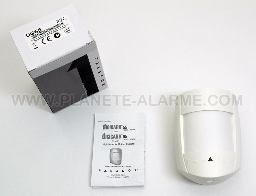 Detecteur de mouvement filaire Paradox DG65 pour un usage en intérieur